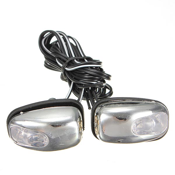Chrome LED Light Lamp Wind Shield Jet Spray Nozzle Wiper Washer Eyes